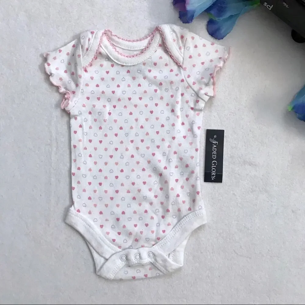 Faded Glory NWT Set of 3 Bodysuit for Girls NB